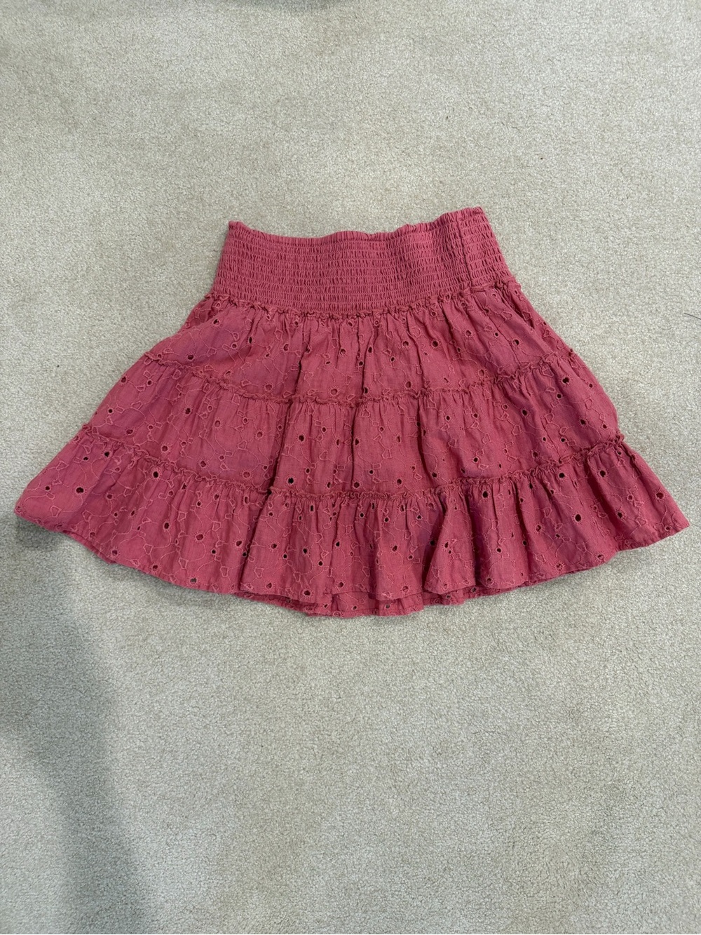 American Eagle Outfitters Rose Eyelet Tiered Mini Skirt - Picture 2 of 2